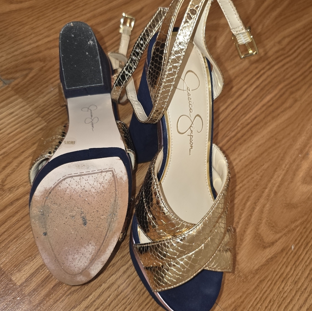 Gold and Blue Platform Heels - Picture 7 of 7
